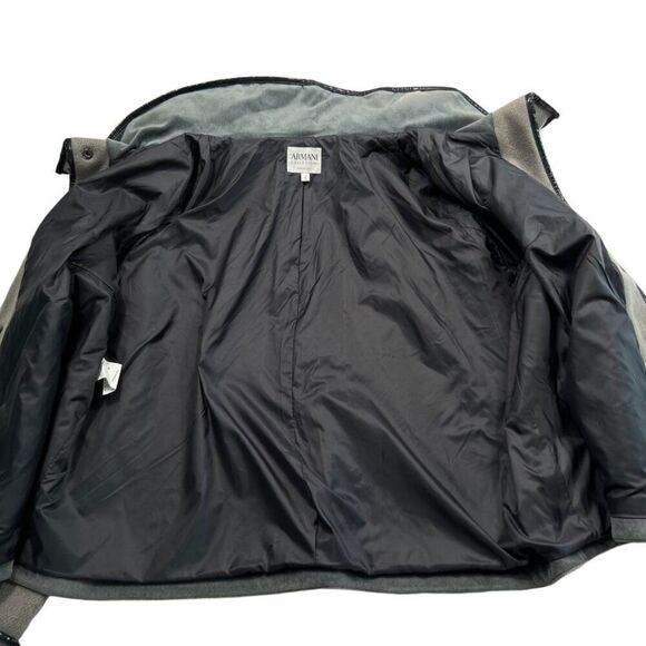 Armani Collezioni Womens Wool Jacket Size 12 Gray & Black Button-Up Hooded - Picture 13 of 15